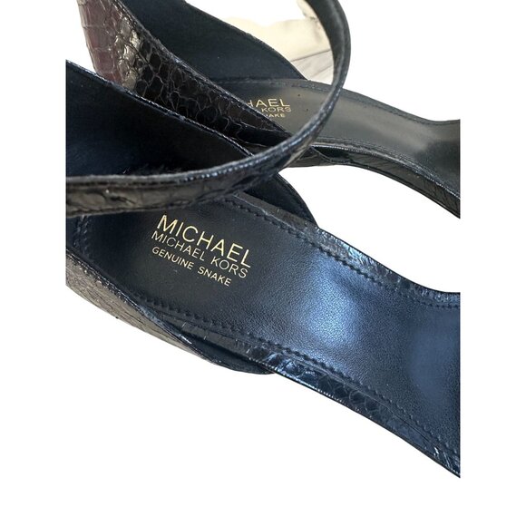 MICHAEL KORS Black Genuine Snakeskin Sandals Heels Size 7.5 - Picture 2 of 12